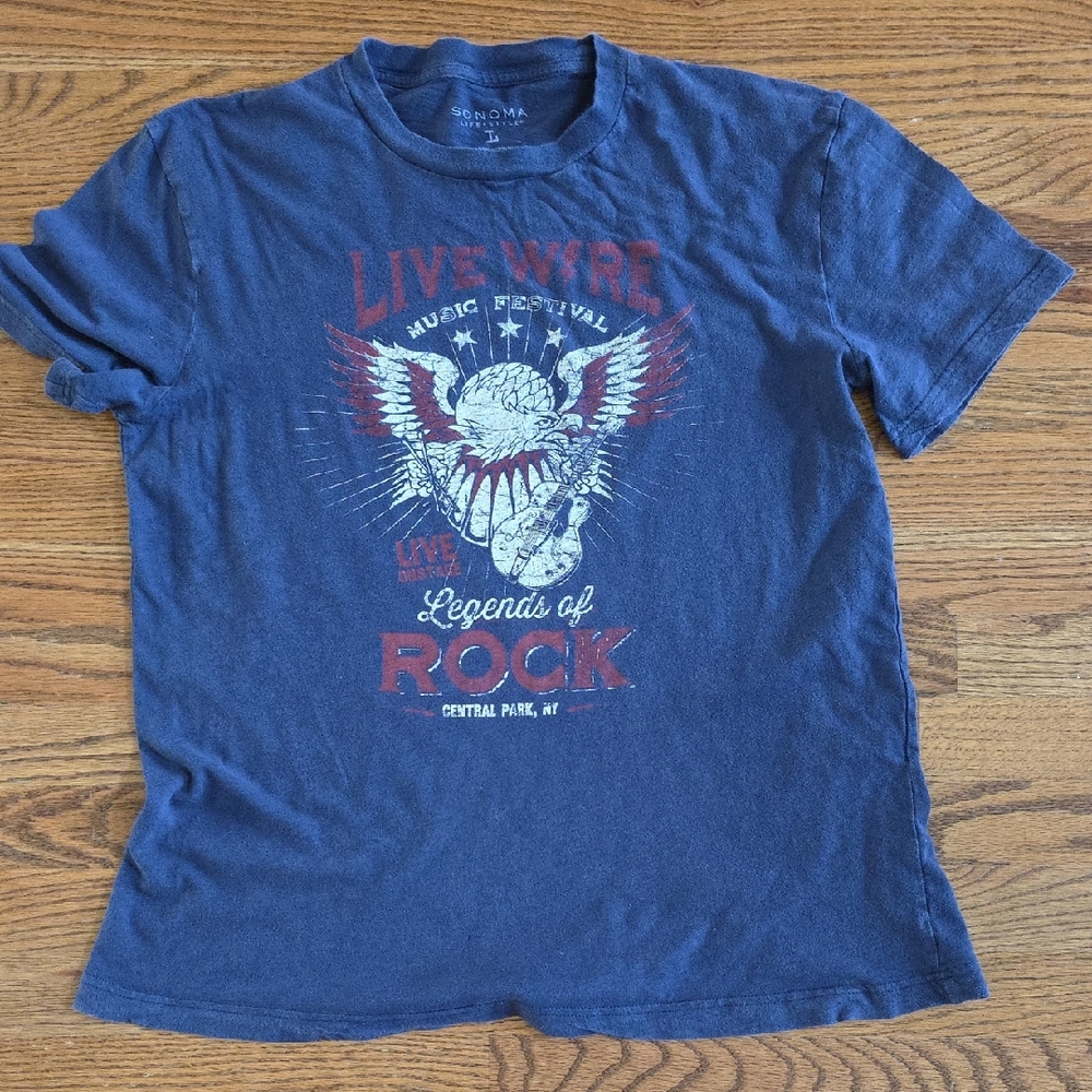 Sonoma Navy Graphic T-Shirt with Eagle and Rock Design